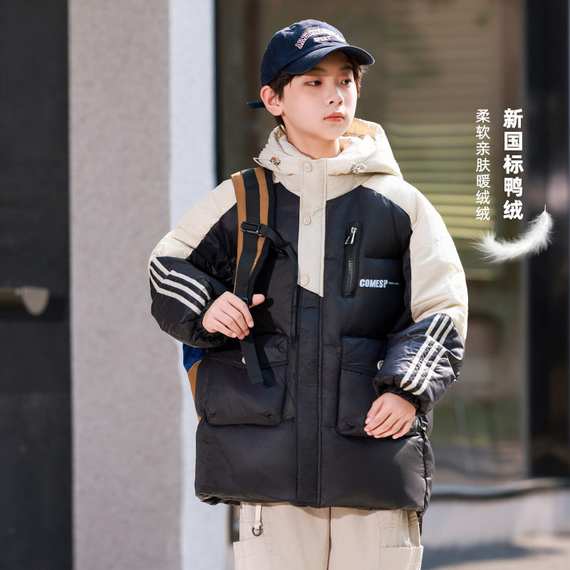 6男童冬季加厚中长款羽绒服7儿童8宽松9小学生胖男孩棉服10岁170