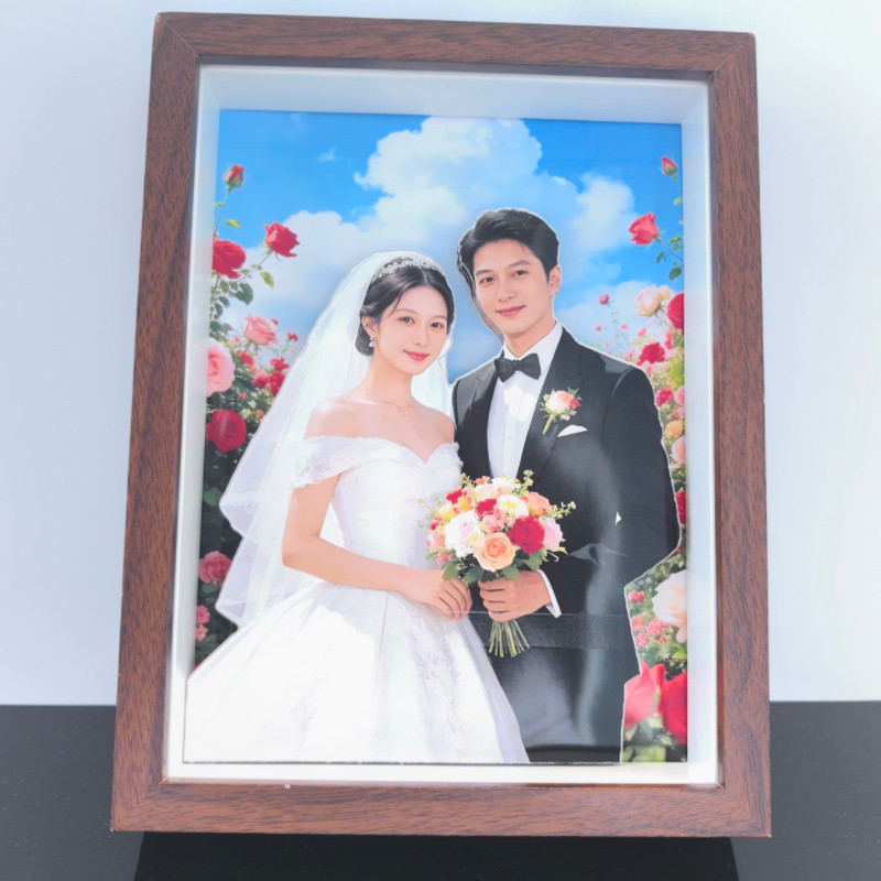 非遗技艺3D立体相框画婚纱照怀恋礼物结婚照创意摆台可定制内容