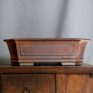 紫砂奎面花盆柴烧长方松柏老鸦柿金弹子盆景内门竹盆雀梅树50CM