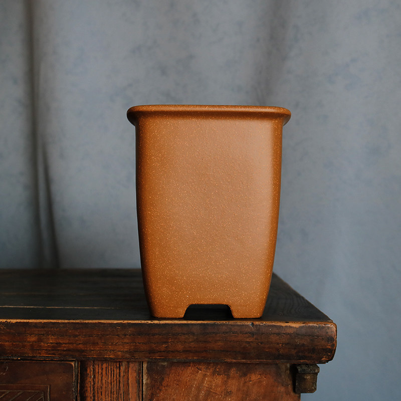 玲珑妙砂国兰盆  紫砂包口高四方张才华手工原矿降坡春建寒宋梅盆