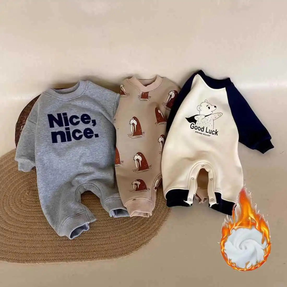 婴儿连体衣秋冬韩版宝宝纯棉卫衣新生儿新款秋季外穿加绒加厚衣服