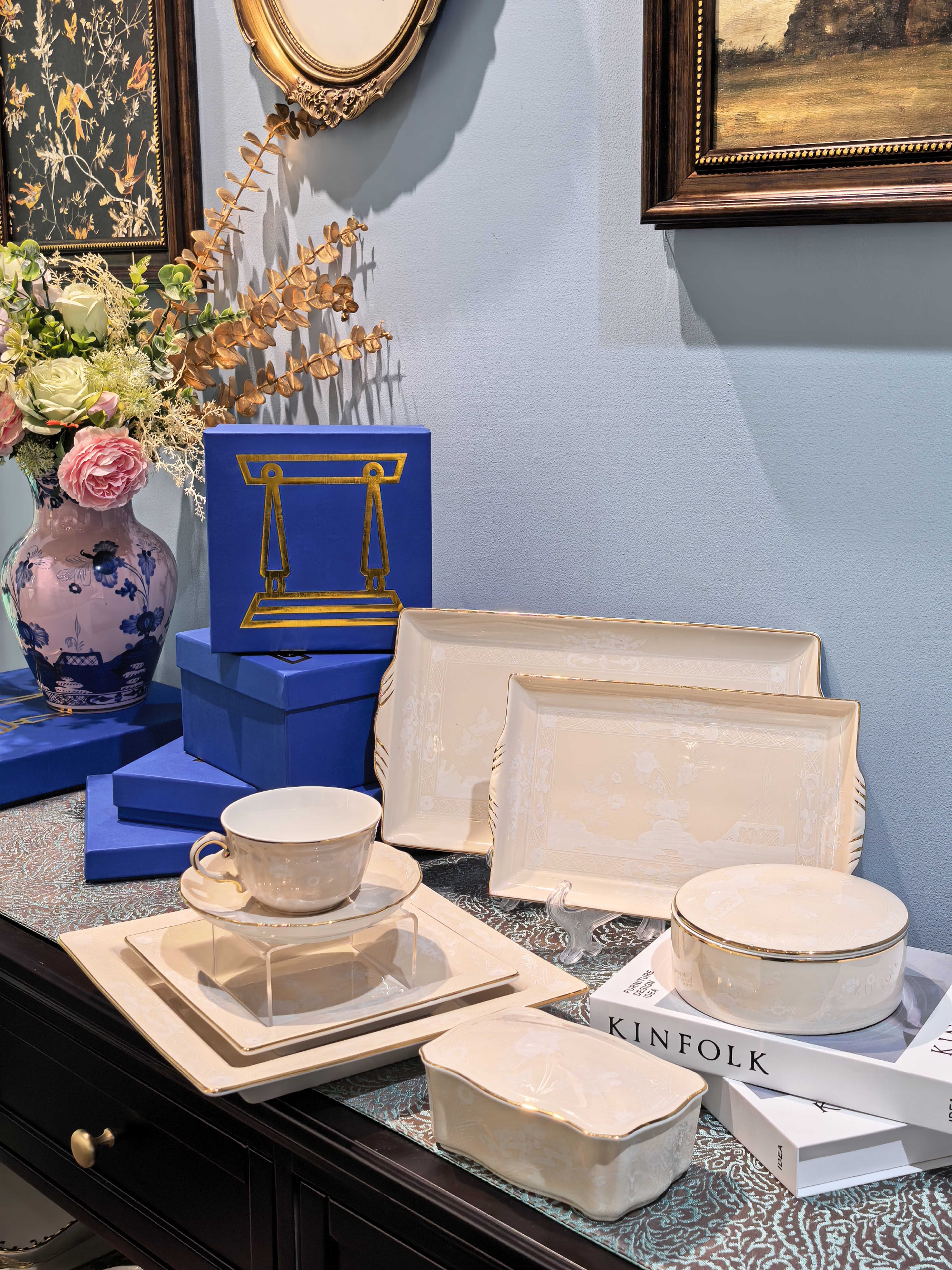 [Wholesale] Ceramic tableware storage box, jewelry box, 2026 new style bowls, plates, plates, coffee cups, teacups, light luxury dining plates