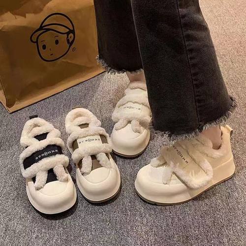 雪地靴冬季面包鞋魔术贴加绒