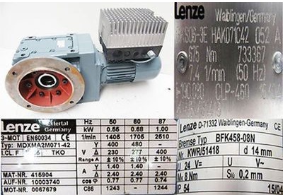德国伦茨 Lenze Servomotor MDXMA2MO71-42+Getriebe GKS06-3E