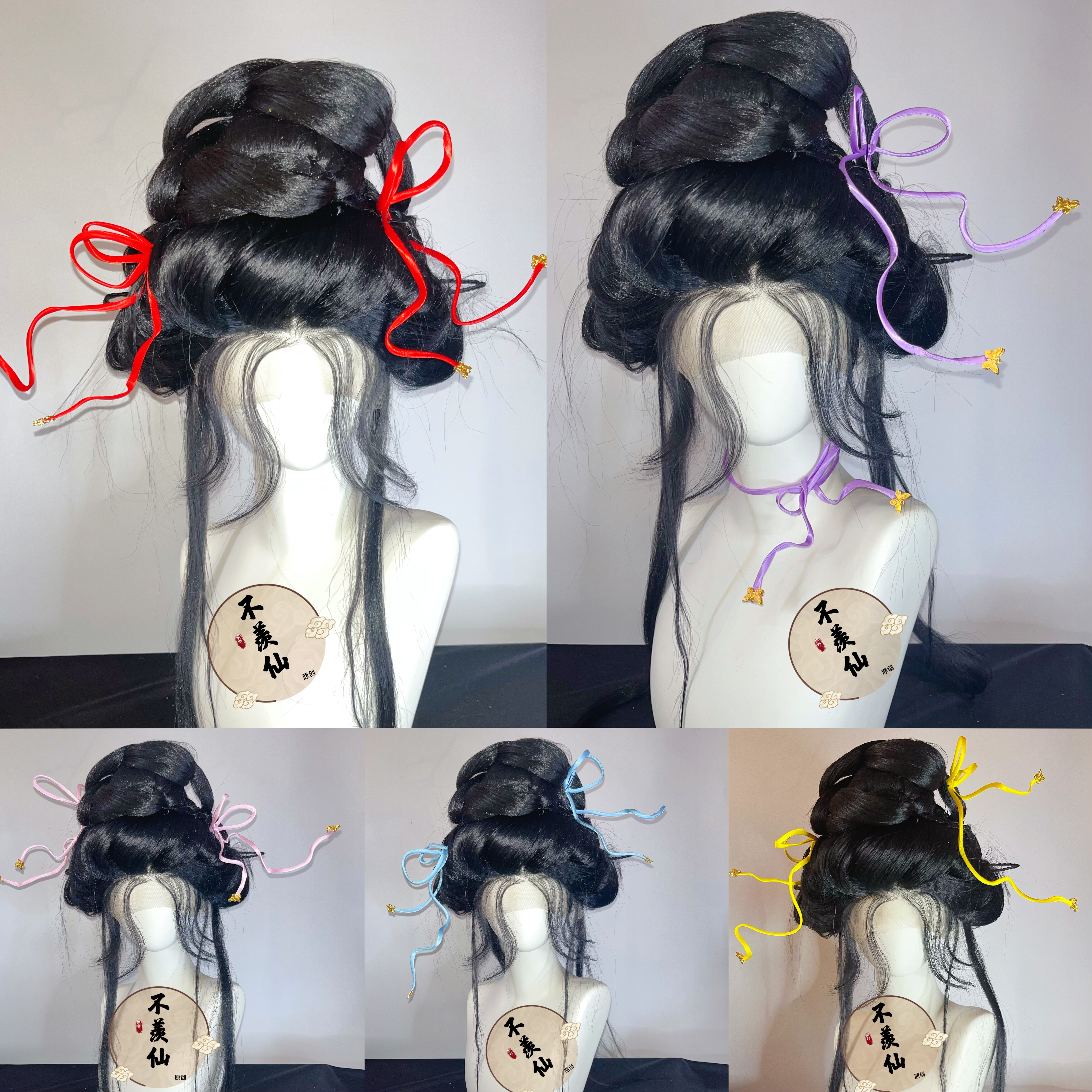 反重力蝴蝶汉服配饰多色仙气红发带cos带百搭蝴蝶结古风造型配饰