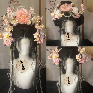 原创发夹花神蝴蝶新款古风汉服头饰绢花花朵发饰古装套装汉服配饰