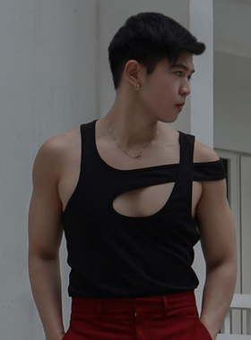 男士背心夏季纯棉修身型跨栏运动健身打底吸汗透气白色男式汗衫潮