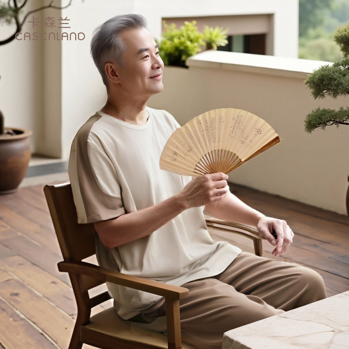 睡衣男士纯棉夏季薄款短袖长裤印花可外穿圆领套头宽松家居服套装