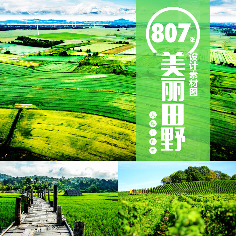 美丽乡村田野风景大图绿色清新田园田间俯视田园风光素材图片jpg