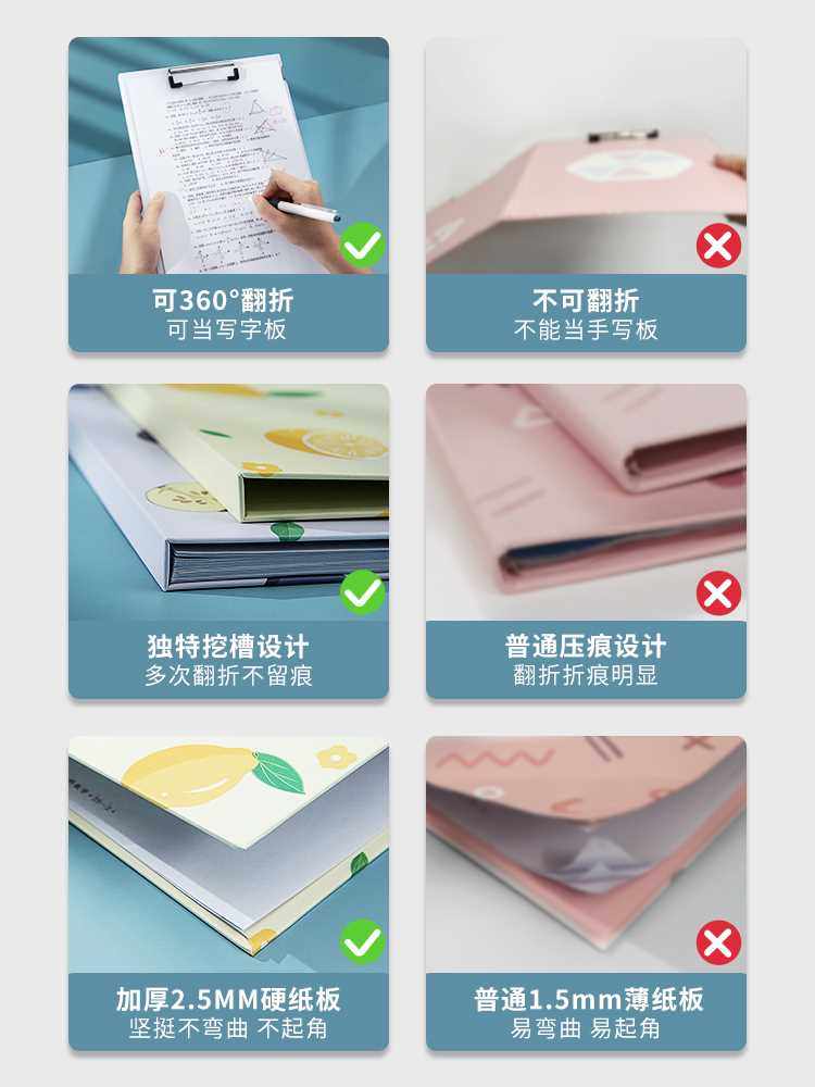 南国书香A4文件夹板学生写字垫板文具试卷夹收纳整理神器加厚文件