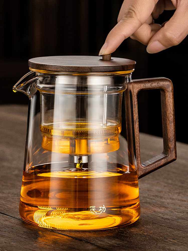 玉兰香飘逸杯全玻璃内胆茶水分离泡茶神器耐高温家用茶具泡茶壶