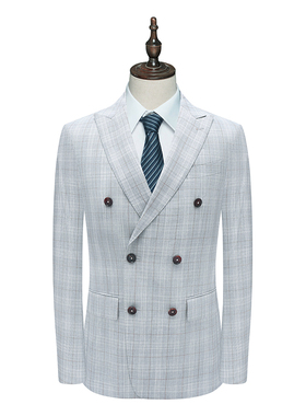 B1548鸟男式春秋西服 绵羊毛两粒双排扣双开衩商务西装211267