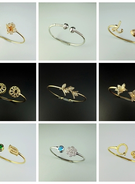 时尚字母蛇豹头花朵蝴蝶个性开口可调节微镶锆石女款手镯 240526