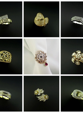 微镶锆石夸张华丽风花朵流行首饰