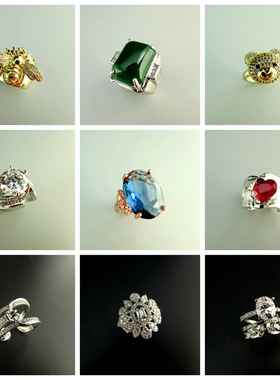 女微镶锆石华丽夸张戒指指环开口