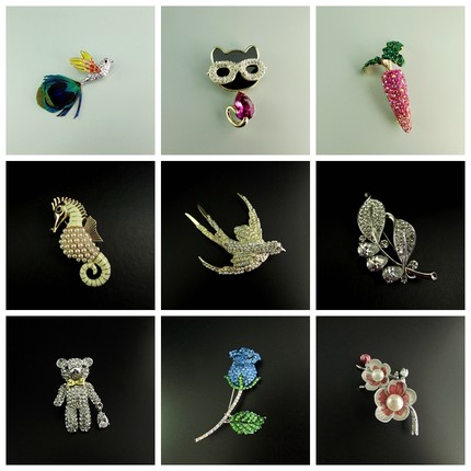 时尚流行饰品西装外套开衫大衣配饰水钻锆石女士胸花胸针 230101