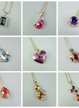 彩色水晶水钻女士短项链