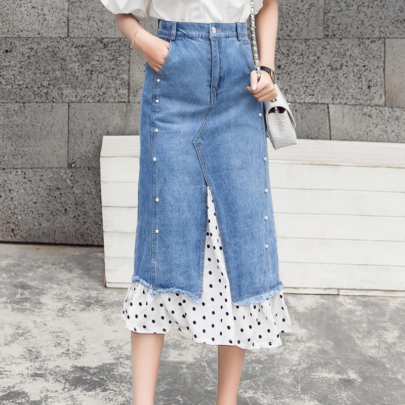 波点包臀鱼尾裙中长款a字半身裙女春季新款高腰牛仔紧身一步长裙在类目 女装/女士精品, 半身裙中 - 来自Buy2taobao.com提供专业的淘宝代购服务