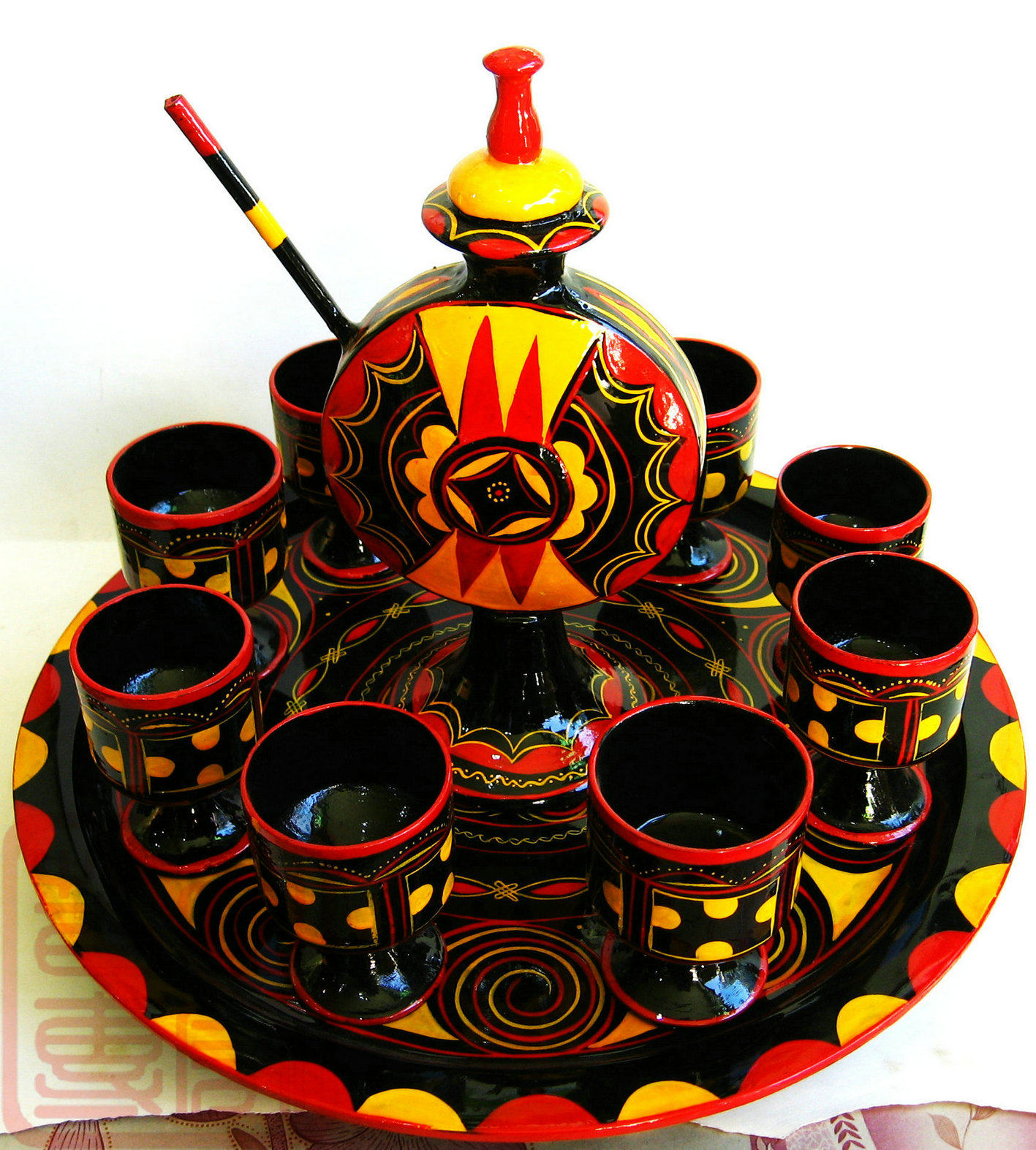 四川凉山西昌特产彝族民间漆器彩绘民族手工艺品扁酒壶酒具摆设