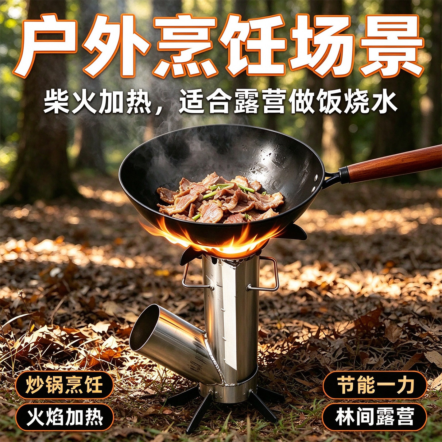 露营便携圆形火箭柴火炉猛火节能