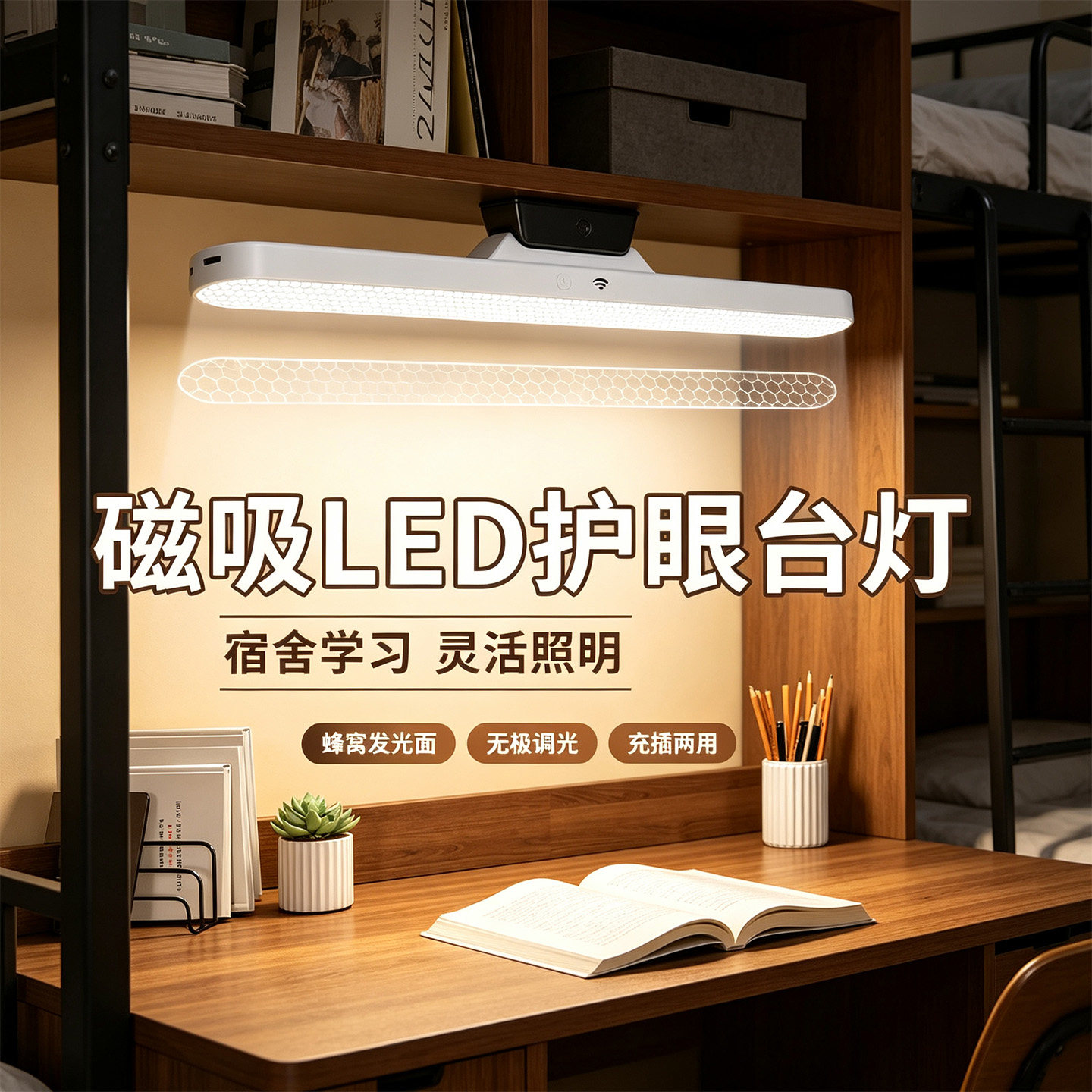 三色温磁吸充电护眼遥控台灯