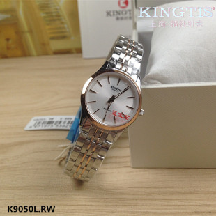 正品KINGTIS/精铁时手表石英表女表超薄情侣表女士镜面蓝宝石9050