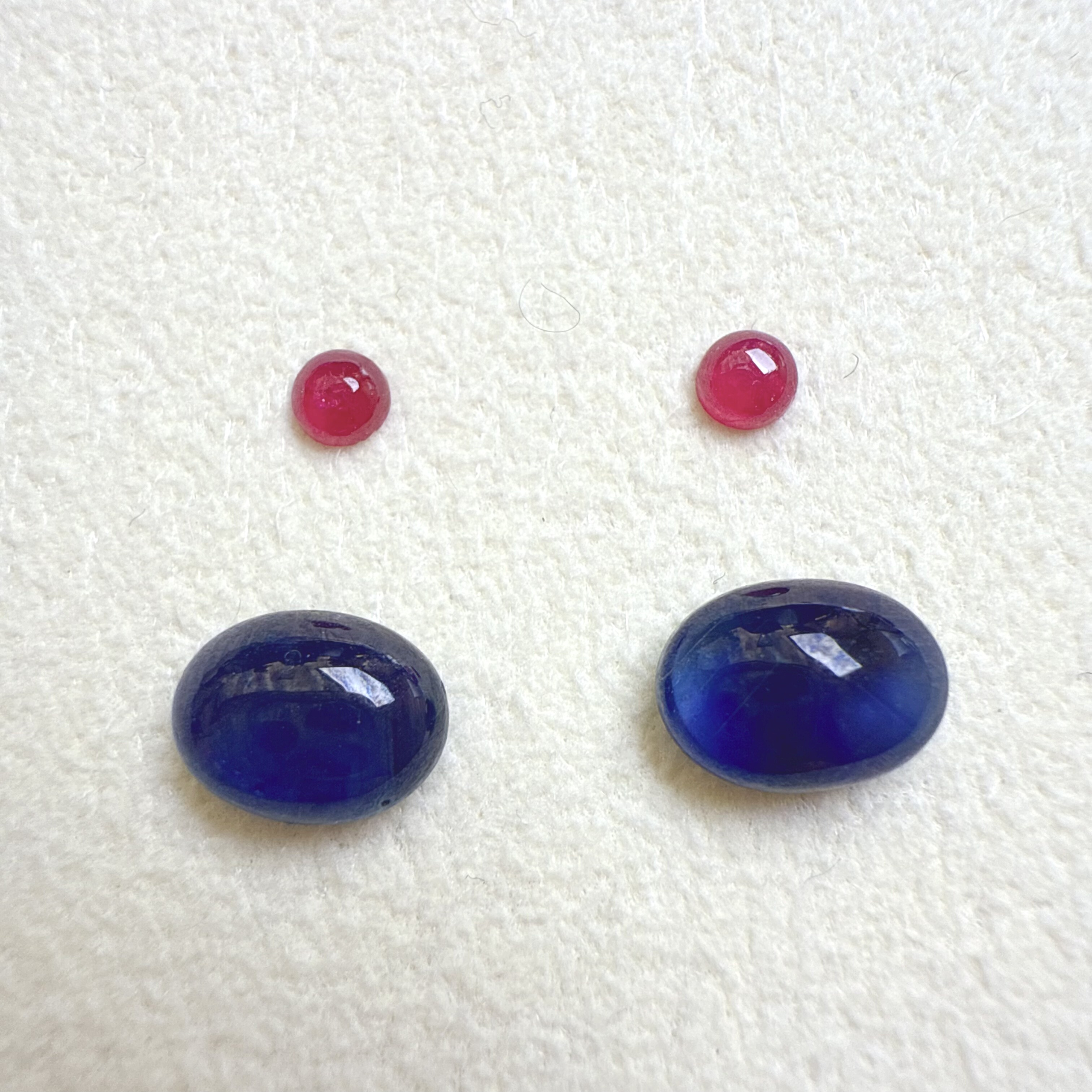 天然无烧红蓝宝石裸石耳钉戒指椭圆蛋面6*8mm镶嵌耳饰素面吊坠