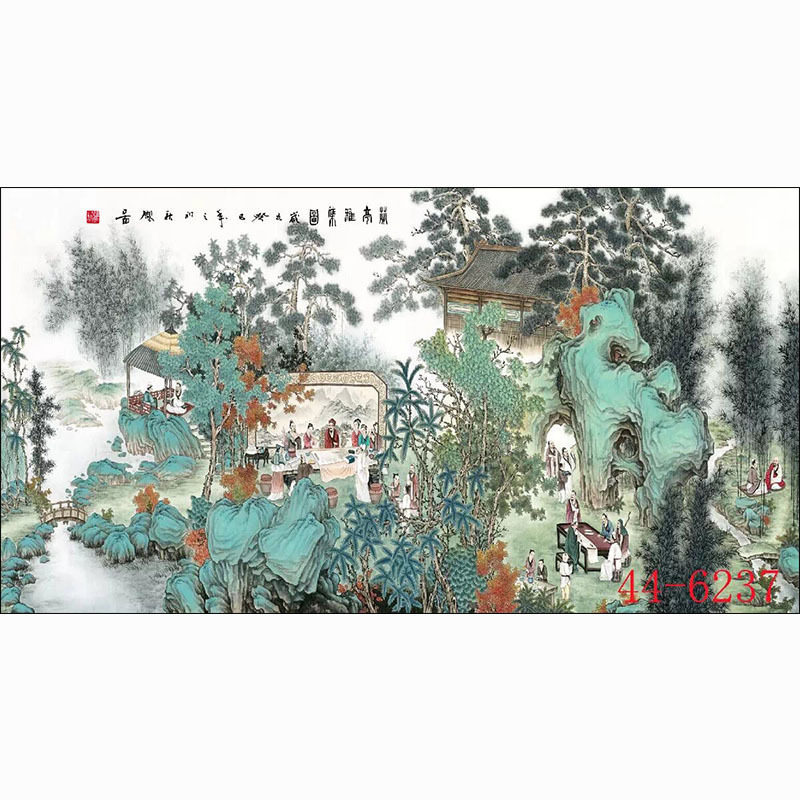 中国画人物画绢布字画酒店餐饮火锅墙壁画装饰画挂画古代文人墨客