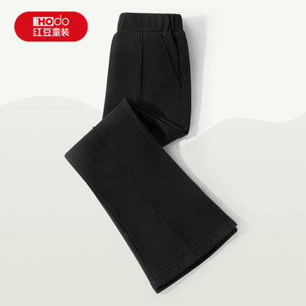 红豆童装女童黑色裤子儿童春秋款喇叭裤可爱女孩休闲时尚长裤潮PC