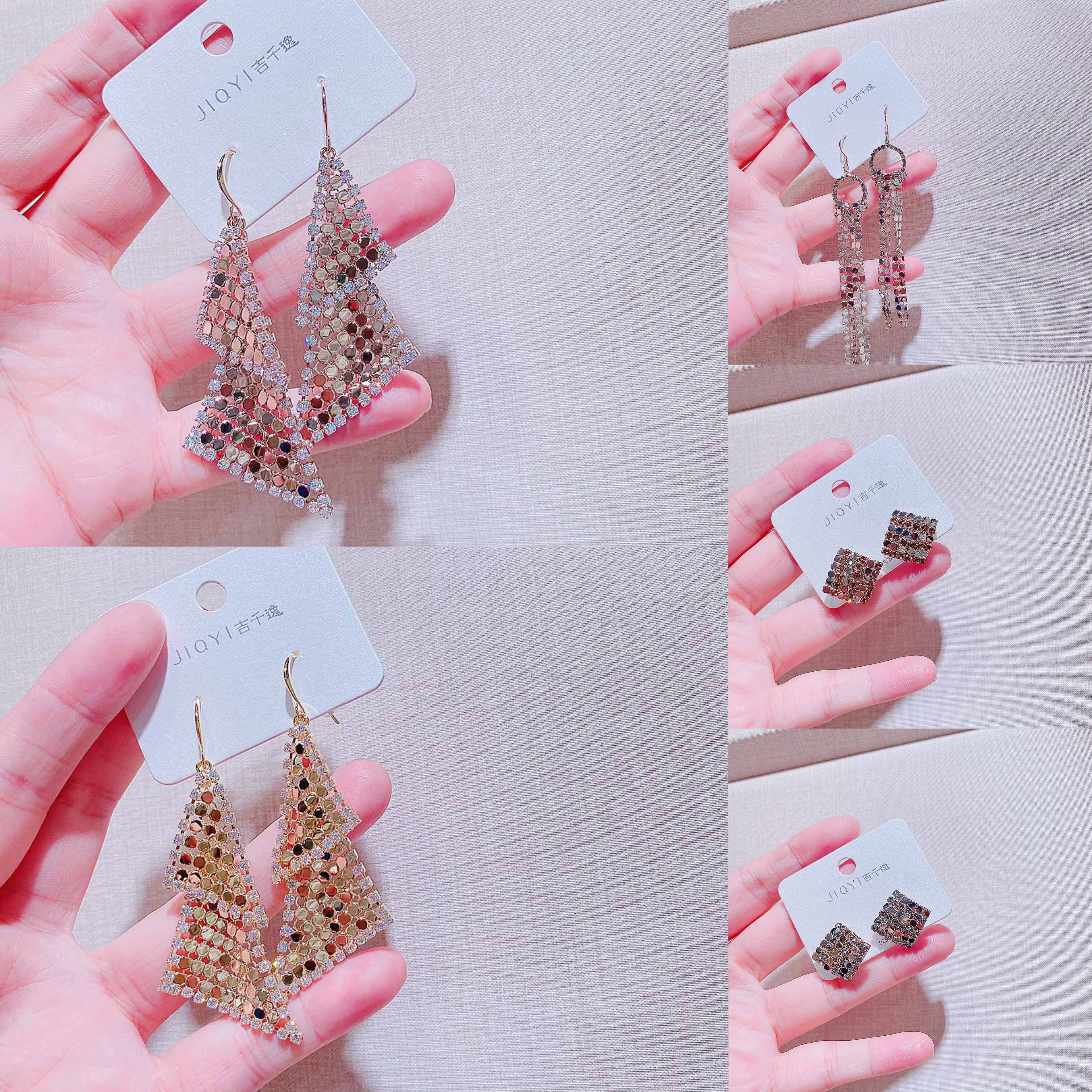 吉千逸饰品新款轻奢重工个性金属圆片耳环时尚精致小众设计感耳钉