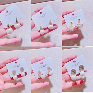 艾妮薇妮新款法式复古气质棉花珍珠耳扣精致个性设计感百搭耳环女