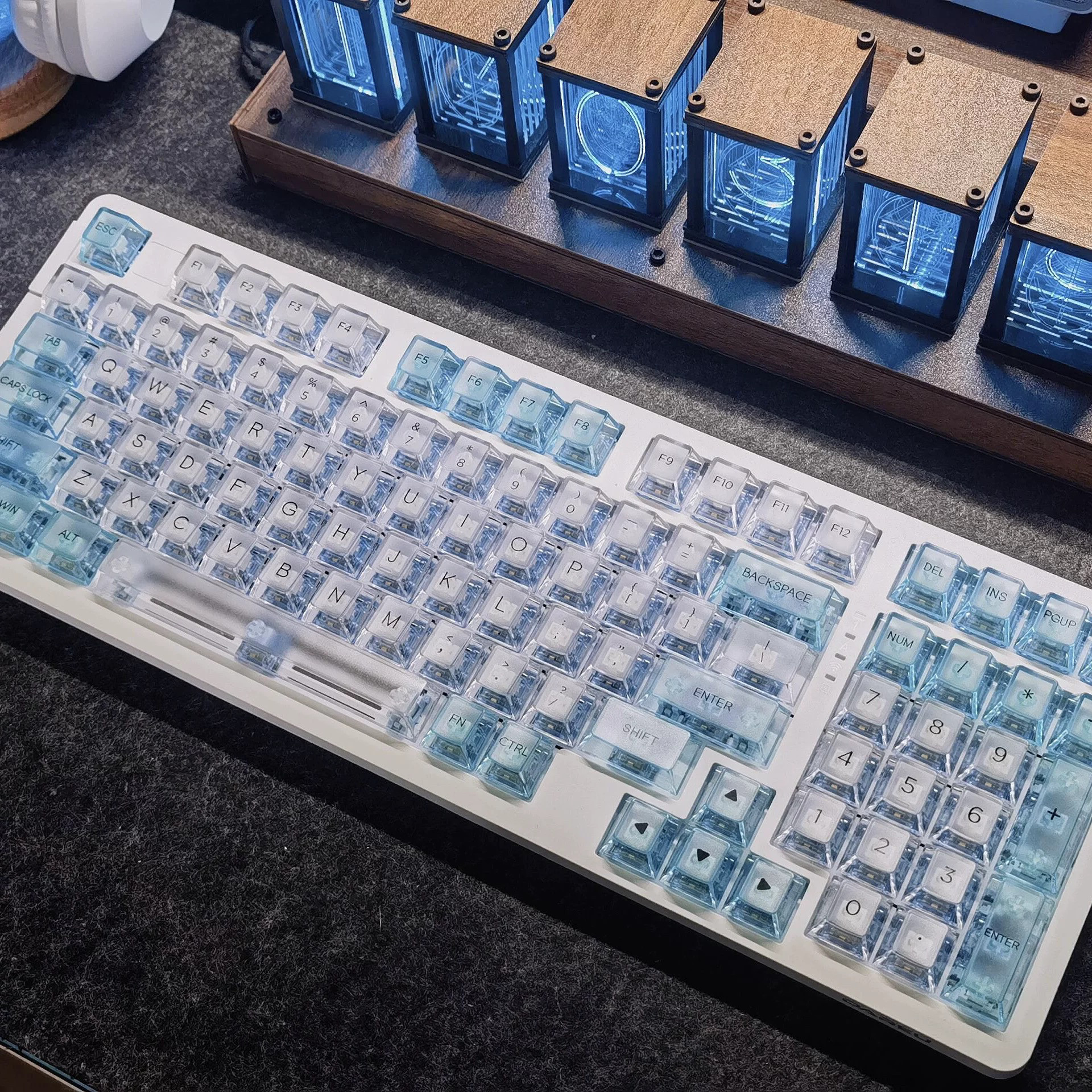 MDA透明 PC键帽UV印刷正刻正面磨砂 四面透光wooting60 80 通用