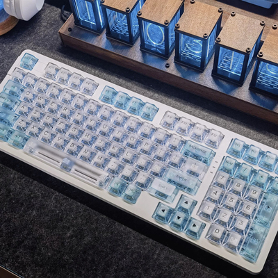 MDA透明 PC键帽UV印刷正刻正面磨砂 四面透光wooting60 80 通用