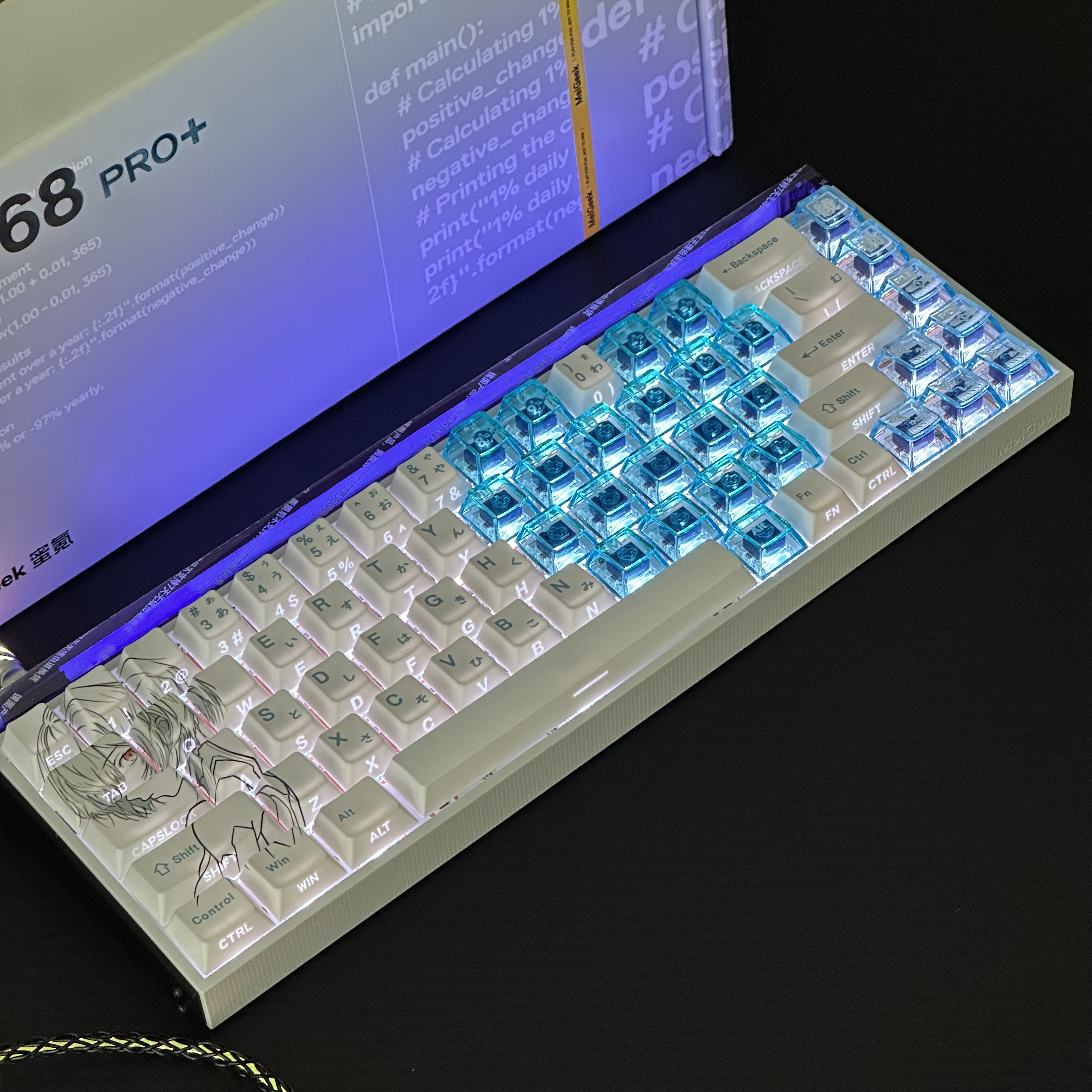定制绫波丽系列键帽60he键帽75键帽made68小蜜蜂通用键帽绫波丽帽图片