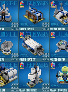 柒彩创意MOC红色警戒2盟军建筑合集闪电风暴军事益智积木拼装