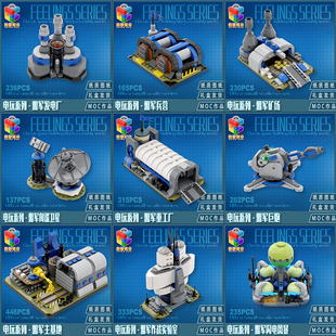 柒彩创意MOC红色警戒2盟军建筑合集闪电风暴军事益智积木拼装