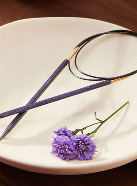 新款 knitpro 进口紫色方针 80/60/40环针 木质毛衣针循环针