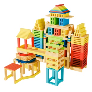 边凡阿基米德原木积木木条卡普乐木头木片儿童幼儿园建筑构建材料