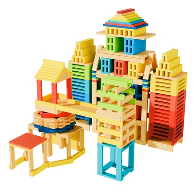 边凡阿基米德原木积木木条卡普乐木头木片儿童幼儿园建筑构建材料