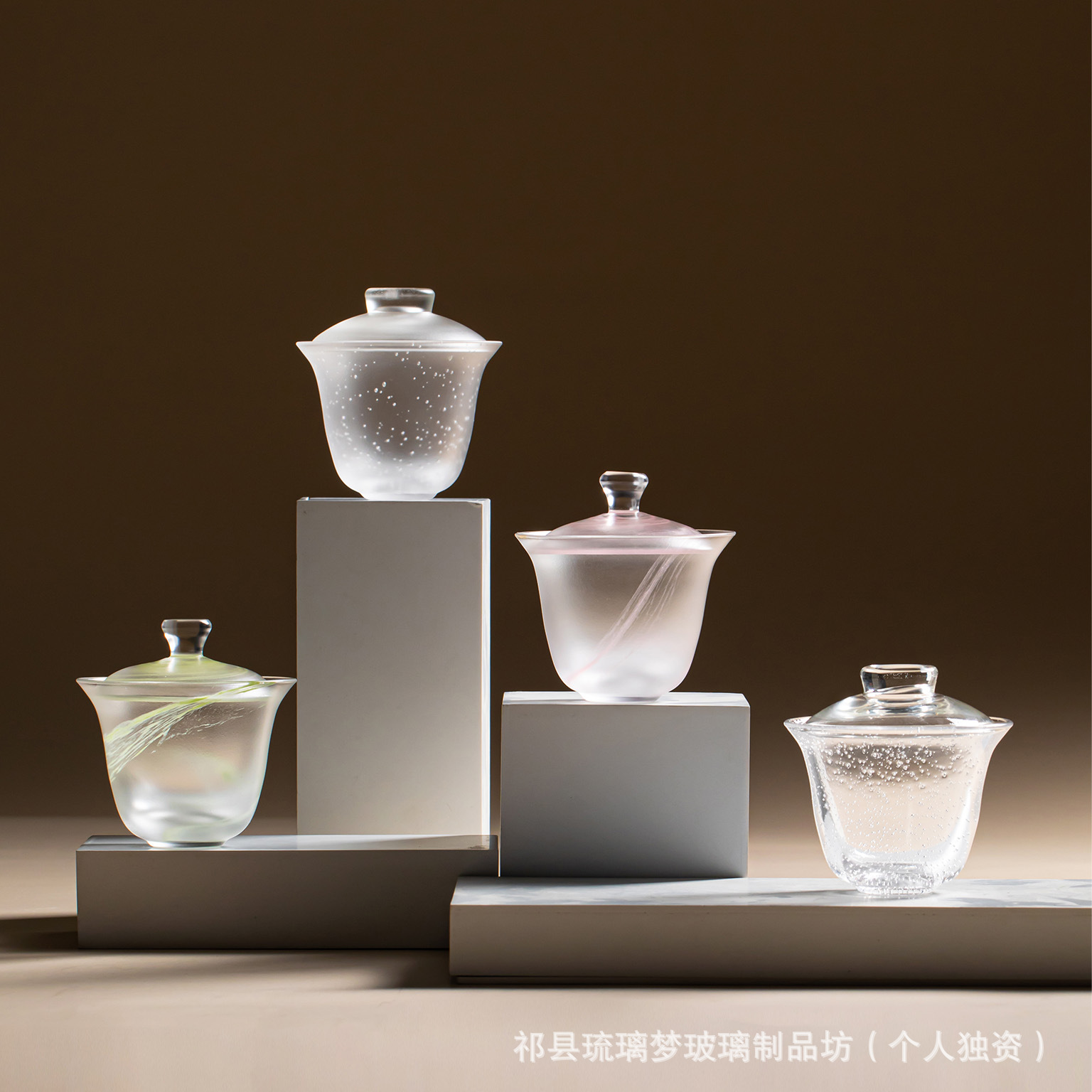 日式琉璃气泡盖碗家用简约玻璃泡茶碗功夫茶具二才泡茶茶杯批发