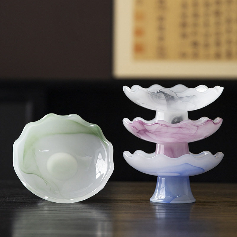 冰种琉璃果盘家用客厅零食点心干果盘提梁茶点盘佛手柑供奉托盘