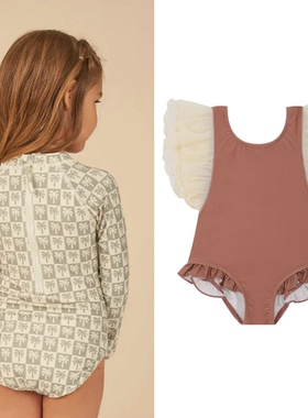 现货秒发 美国Rylee and cru女童泳衣长袖防晒速干连体正品夏日