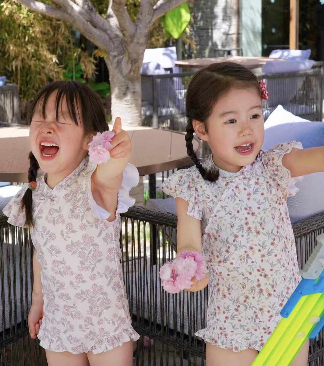 正品现货 美国Rylee and cru女童碎花连体泳衣新中式防晒夏日玩水图片