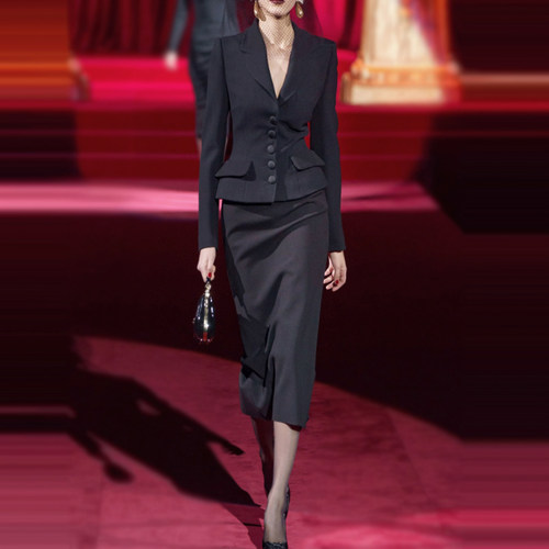 欧美风时尚走秀款高端套裙女套装