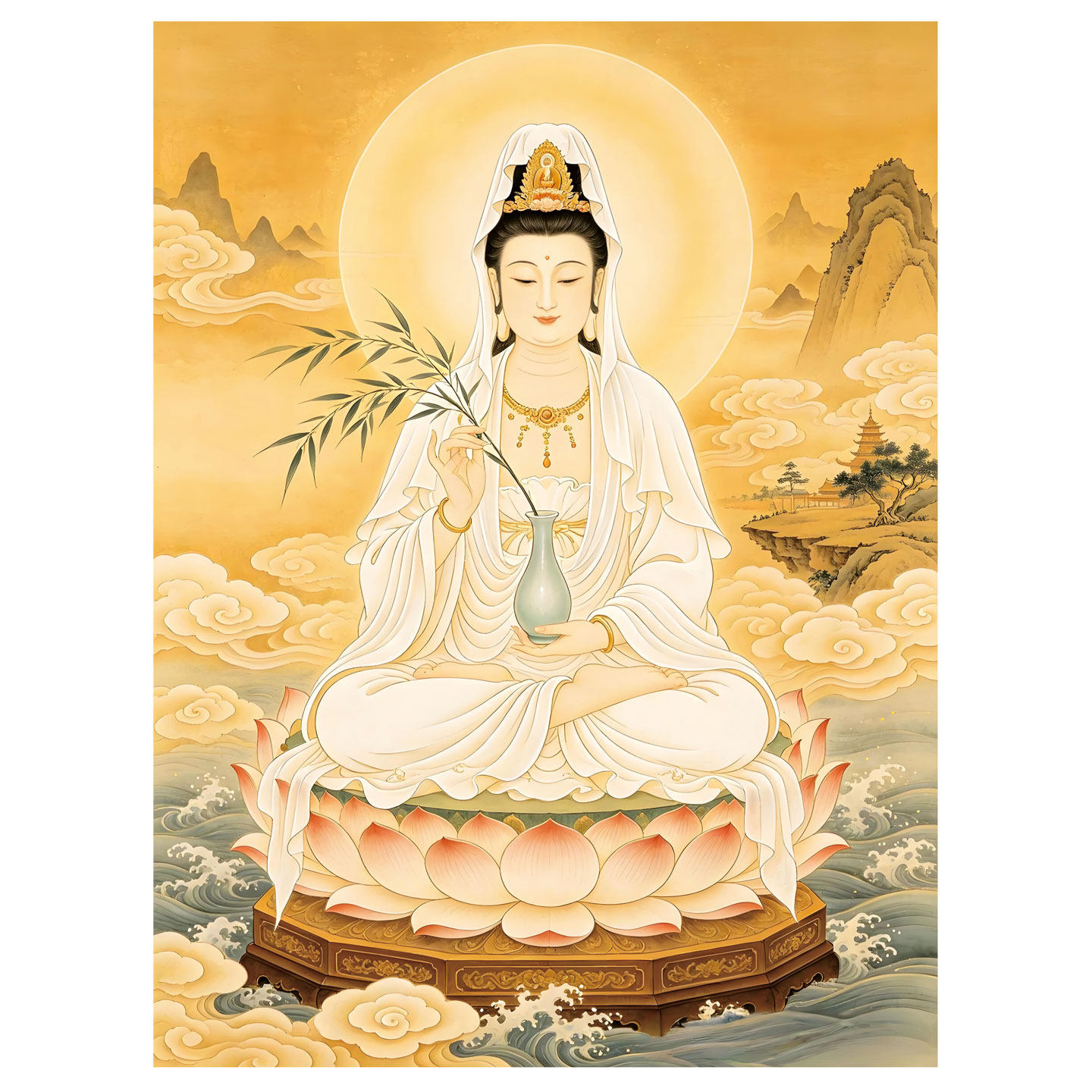 观音画像墙贴观音佛祖贴画壁贴玄关装饰乔迁柜门贴壁画无痕不伤墙
