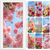 浪漫鲜花玻璃膜贴透光不透明客厅推拉门贴防偷窥浴室卧室窗户贴纸