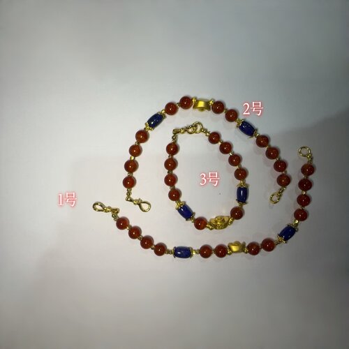 纯手工红玛瑙青金石隔珠手链