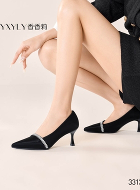 香香莉女鞋2026春季新款33130尖头浅口单鞋女百搭细跟舒适高跟鞋