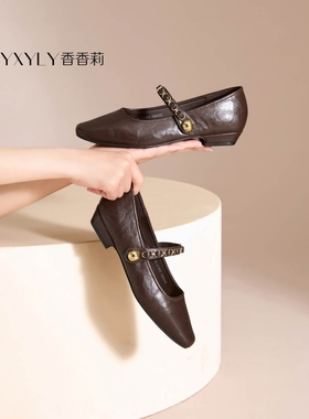 香香莉女鞋2025秋季新款时尚百搭舒适粗跟低跟玛丽珍单鞋女30665