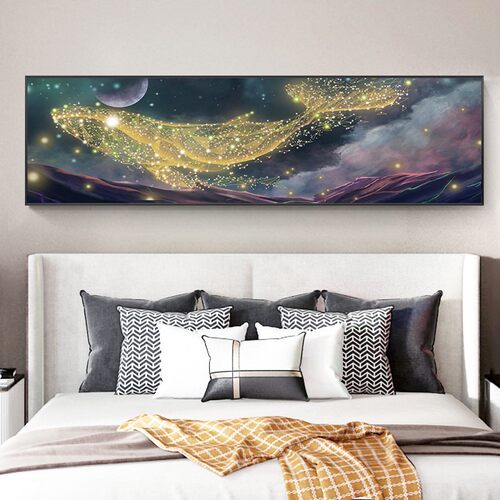 梦幻星空鲲鹏钻石画方钻满钻高级感卧室贴粘钻十字绣砖石画星月夜
